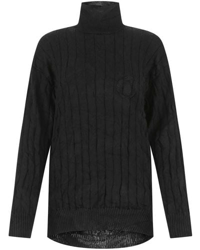 Balenciaga Creased Ribbed Pullover - Black