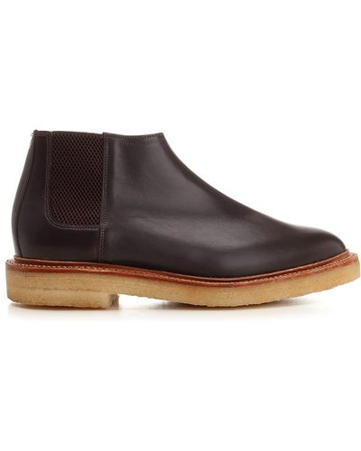 Thom Browne Chelsea Leather Mid Boot - Brown