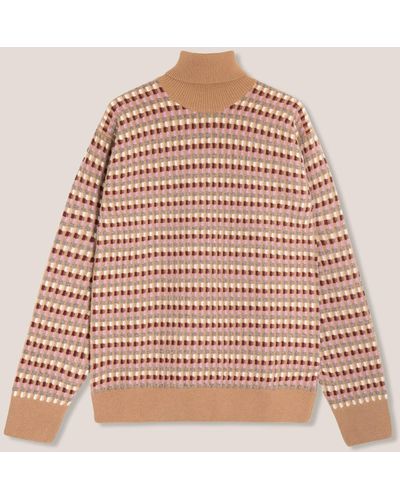 Doppiaa Aamintore Wool Turtleneck With Geometric Pattern - Natural