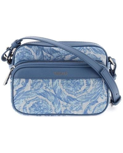 Versace Barocco Athena Zip-Up Messenger Bag - Blue