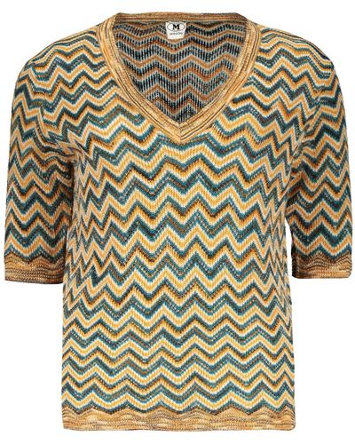 M Missoni Sweater With V-Neck - Yellow
