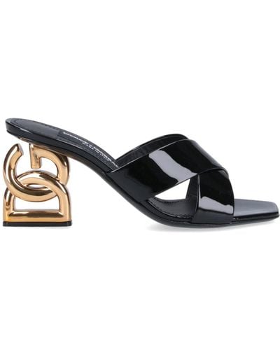 Dolce & Gabbana Logo Heel Mules - Black