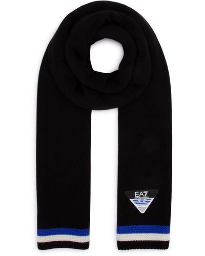 EA7 Logo Patch Knitted Scarf - Black