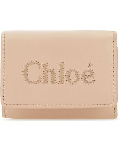 Chloé Powder Pink Leather Wallet - Natural