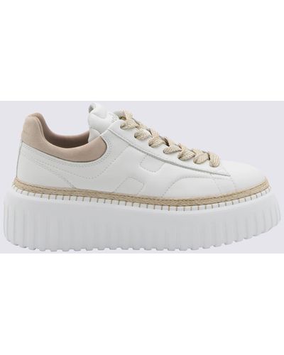 Hogan And Ginger Leather H Stripes Trainers - White