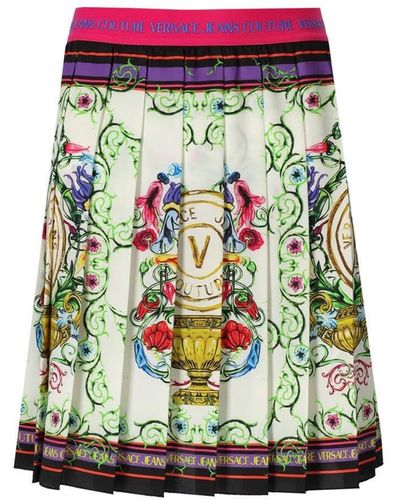 Versace V-emblem Garden Multicolor Skirt - Green
