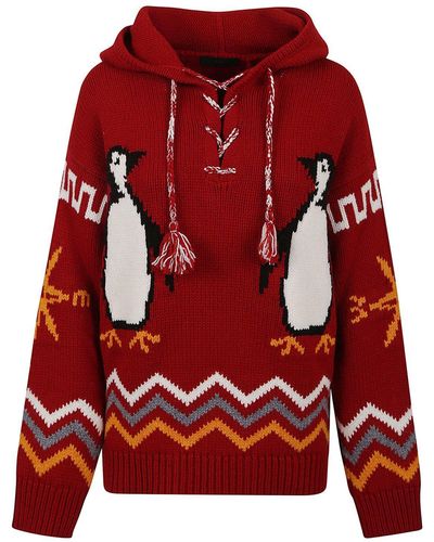 Alanui For The Love Of Pengui Hoodie - Red