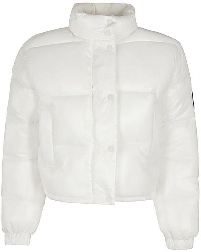 Save The Duck Logo Patch Quilted Jacket - White