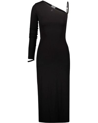 Courreges One Sleeve Long Dress Clothing - Black