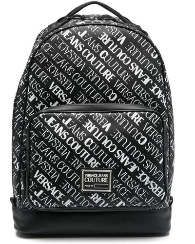 Versace All-over Logo-print Backpack - Black