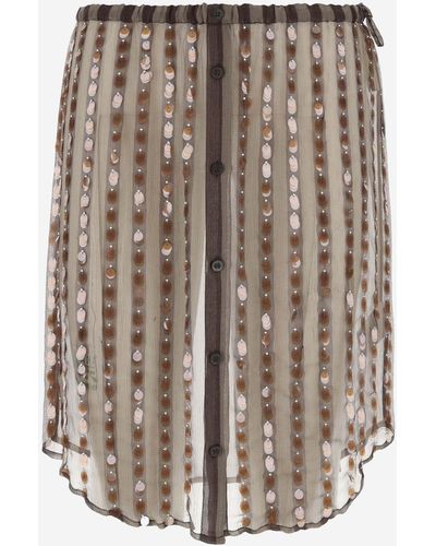 Dries Van Noten Silk Skirt With Paillettes - White