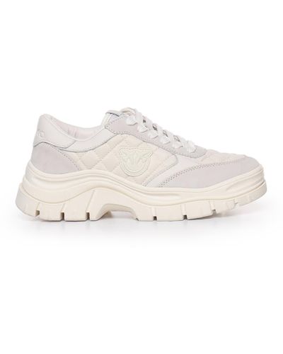 Pinko Sneakers In Suede And Quilted Fabric - White
