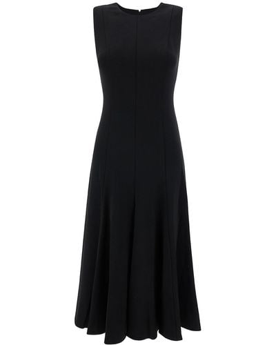 Theory Midi Sleeveless Dress With Pleated Skirt - Black
