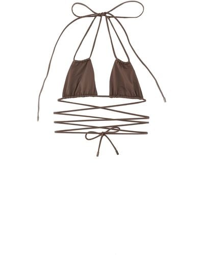 Saint Laurent Lacing Bikini Top - Brown