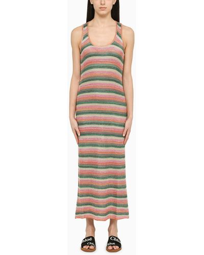 Roberto Collina Multicoloured Striped Long Dress - Brown