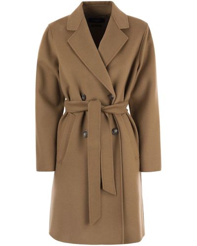 Weekend by Maxmara Double-Breasted Belted Coat - Brown