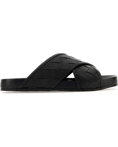 Bottega Veneta Leather Tarik Sandals - Black