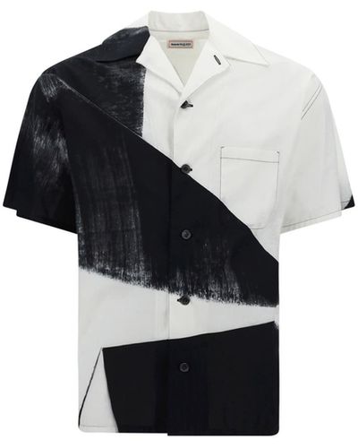 Alexander McQueen Black & White Brushstroke Hawaiian Shirt