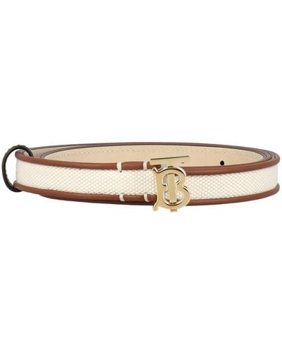 Burberry Canvas And Leather Tb Belt - Natural