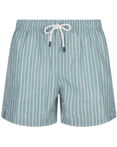 Fedeli Striped Swim Shorts - Blue