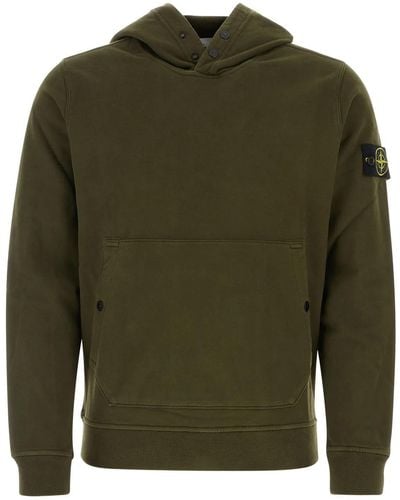 Stone Island Army Green Cotton Sweatshirt