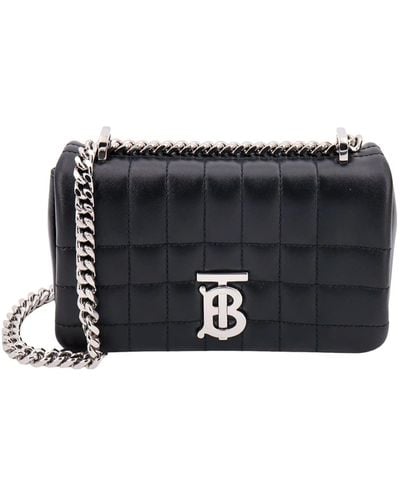 Burberry Leather Closure With Zip Shoulder Bags - Black