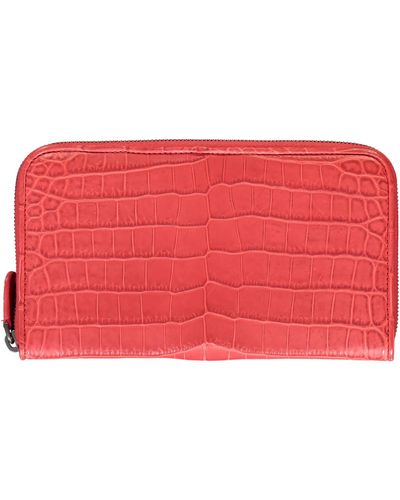 Bottega Veneta Leather Zip-around Wallet - Red