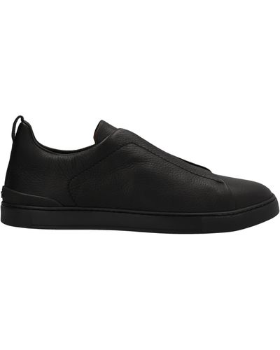 Zegna Deerskin Triple Stitchtm Sneakers - Black