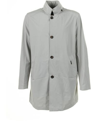 Moorer Long Ice Trench Coat With Buttons - Grey