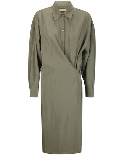 Lemaire Straight Collar Twisted Dress - Green