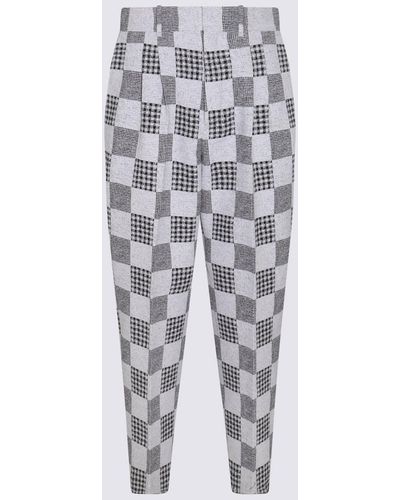 KENZO Midnight Cotton Blend Patchwork Trousers - Grey