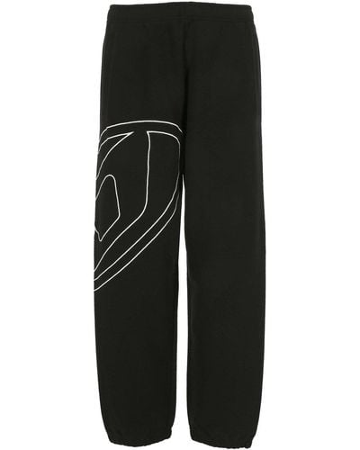 DIESEL Oval-D Logo Embroidered Track Pants - Black