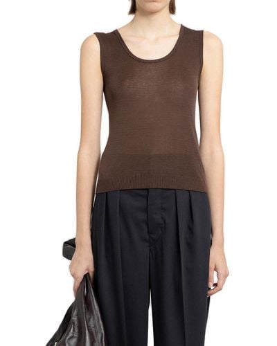 Lemaire Semi-Sheer Ribbed Knitted Tank Top - Black