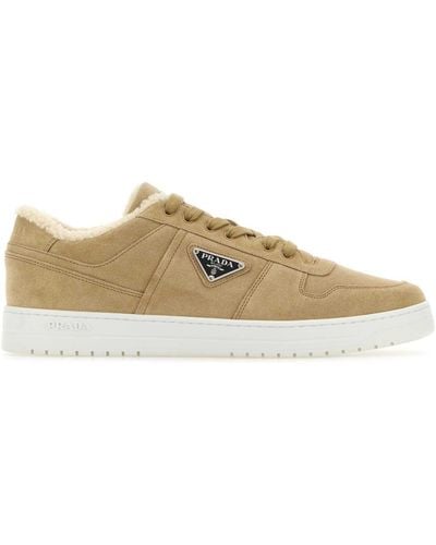 Prada Cappuccino Suede Downtown Trainers - Brown