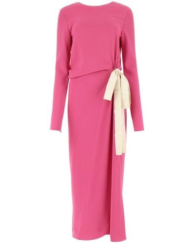 Lanvin Dark Stretch Crepe Long Dress - Pink