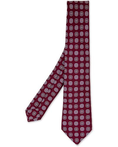 Kiton Burgundy Tie With Pattern - Purple