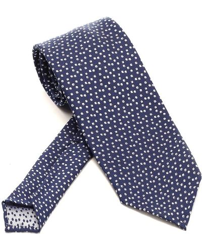 Lardini Silk Tie With Irregular Polka Dots - Blue