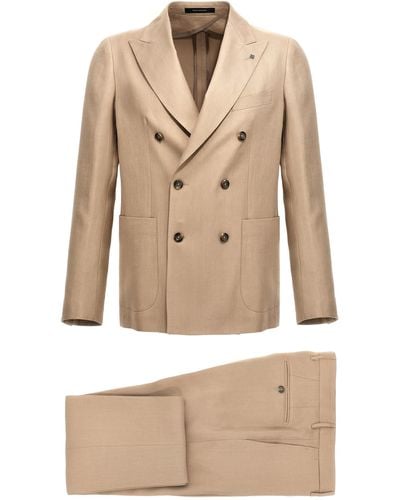 Tagliatore Double-Breasted Linen Suit - Natural