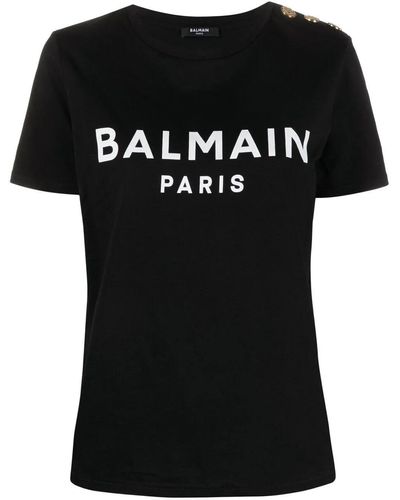 Balmain Three Button Printed T-Shirt - Black