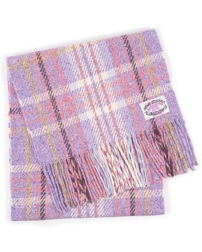 Acne Studios Checked Fringed Edge Scarf - Pink