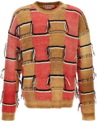 Marni Fringed Sweater Sweater, Cardigans - Red
