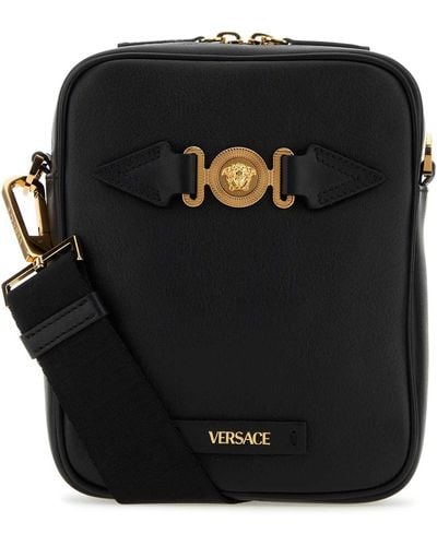 Versace Leather Medusa Biggie Crossbody Bag - Black