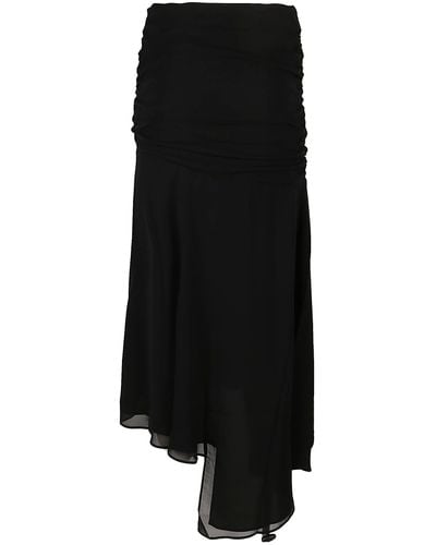 ANDAMANE Leticia Asymmetric Drapped Midi Skirt - Black