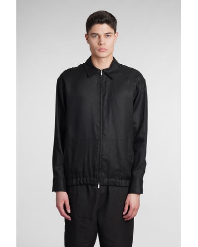 PT01 Casual Jacket In Black Linen