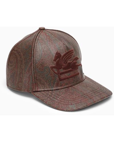 Etro Paisley Hat In Coated Canvas - Brown