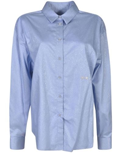 Chiara Ferragni Long-Sleeved Glittered Shirt - Blue