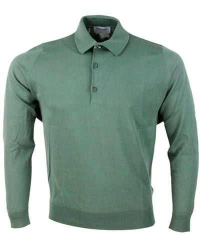 John Smedley Long-Sleeved Polo Shirt - Green