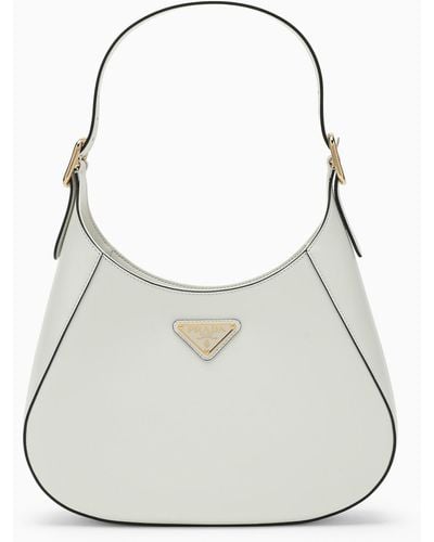 Prada Cleo White Leather Shoulder Bag - White - Grey