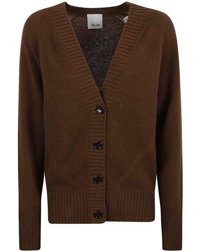 Allude V-Neck Cardigan - Brown
