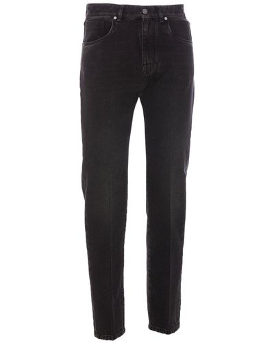 Fendi Logo Patch Straight-Leg Jeans - Black